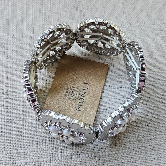 Monet Girls Bracelet PEARLS Forever Stretched Wrist Band Fashion Jewelry - Picture 6 of 15